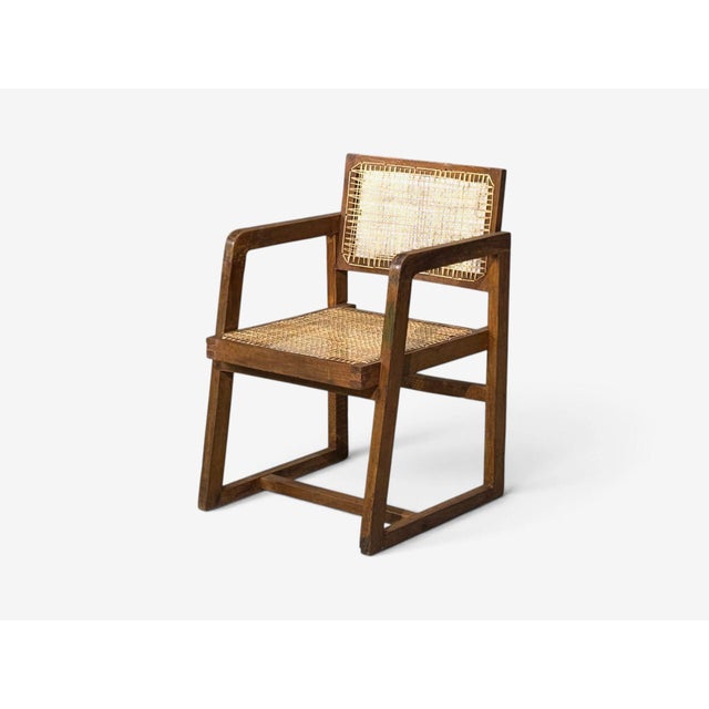 1960s Pierre Jeanneret, 'Box' Armchair, Teak, Cane, Chandigarh, India, 1960s For Sale - Image 5 of 15