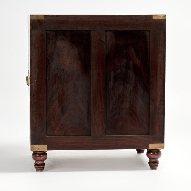 Brown Vintage Pair of Anglo Indian Campaign Style Inlaid Rosewood Stands For Sale - Image 8 of 16