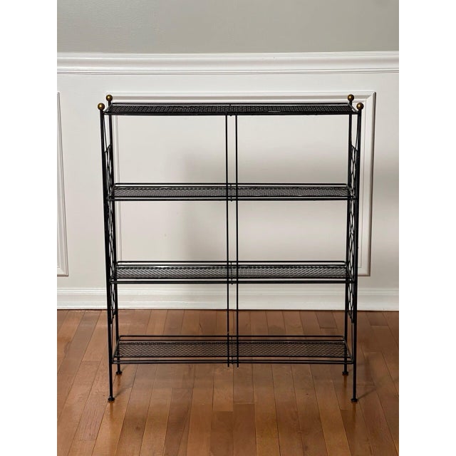 Tony Paul Style Vintage Mid-Century Modern Metal Etagere With Brass Ball Finials, 1960s For Sale In Philadelphia - Image 6 of 14