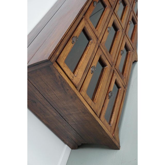 Vintage Dutch Teak Haberdashery Shop Cabinet / Vitrine For Sale - Image 4 of 14