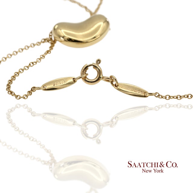 Metal Tiffany&Co. Elsa Peretti 18k 750 Solid Yellow Gold Bean Design Pendant Necklace For Sale - Image 7 of 13