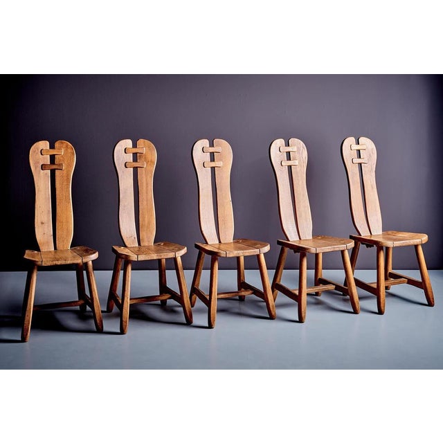 Brutalist Oak Dining Table and Chairs, 1970s, Set of 6 For Sale - Image 18 of 18