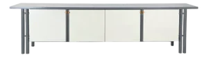 Modern Italian Rectangular Sideboard in Gray and White Wood, 1980s