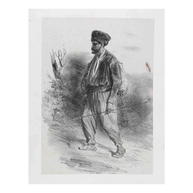 Denis Auguste Marie Raffet, Paysan Tartan, Original Lithograph, 19th-Century For Sale
