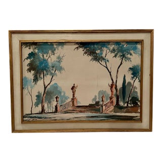 Painting on Canvas of Formal Garden by John Hulse For Sale