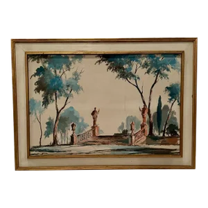 Painting on Canvas of Formal Garden by John Hulse