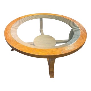 1940s Paul Frankl Oak Stepped Cerused Coffee Table for Brown Saltman For Sale