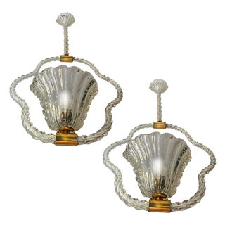 Art Deco Chandeliers by Ercole Barovier, 1940s, Set of 2