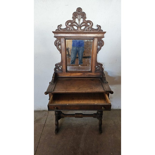 Italian Makeup Dressing Table in Walnut For Sale - Image 6 of 8