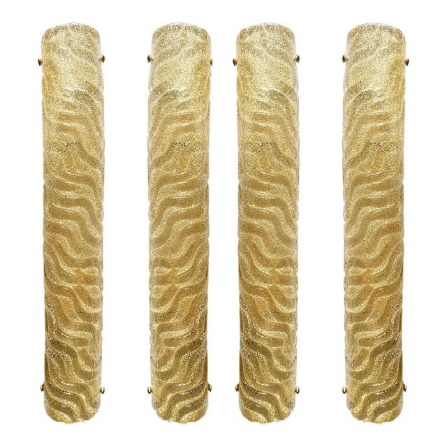 Venetian Gold Graniglia Murano Glass Wall Sconces by Simoeng, Set of 4 For Sale - Image 14 of 14