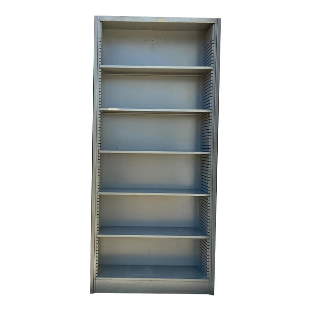 1970s Vintage Mid Century Modern Metal Bookshelf For Sale