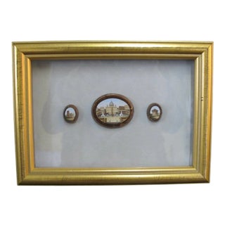 Italian Grand Tour 19th Century Rome Micro Mosaic Souvenir Shadow Box Set For Sale