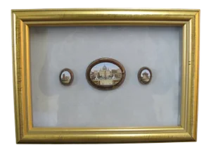 Italian Grand Tour 19th Century Rome Micro Mosaic Souvenir Shadow Box Set