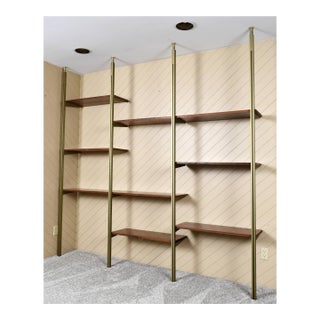 George Nelson Mid-Century Modern Tension Pole Omni Wall Shelving Unit Emerald Gold For Sale
