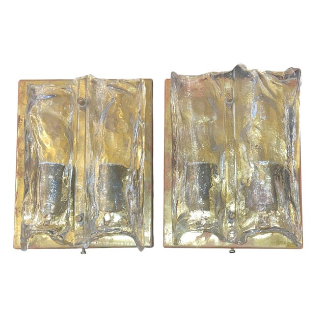 1970s Pair Italian Murano Glass Sconces in Style of Toni Zuccheri for Mazzega, 1970's. For Sale - Image 5 of 7