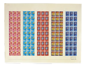 1971 "Non Negotiable Eights" Stamped Offset Geometric Lithograph by Robert Fried
