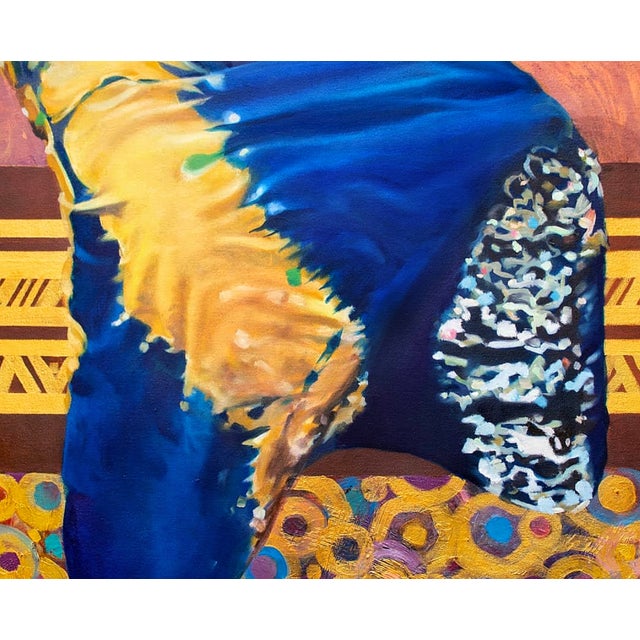 Blue "Bánú Sọ", Oil and Acrylic on Canvas Painting by Ara Deinde For Sale - Image 8 of 9