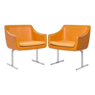 Hugh Acton for Vecta Mid Century Chrome Lounge Chairs - Pair For Sale