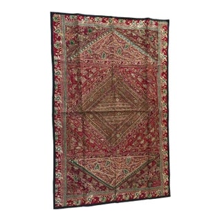 Hand Embroidered Mughal Silk and Metal Threaded Tapestry, India For Sale