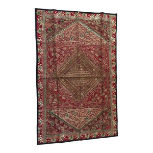 Hand Embroidered Mughal Silk and Metal Threaded Tapestry, India