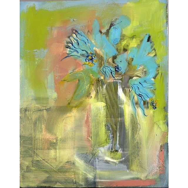 Textile "Blue Flowers" Original Abstract Painting by Shann Spishak For Sale - Image 7 of 7
