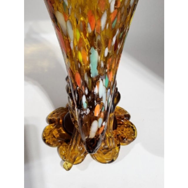 Vintage Murano Amber Glass 'End of Day' Turkey Cornucopia Vase For Sale - Image 10 of 13