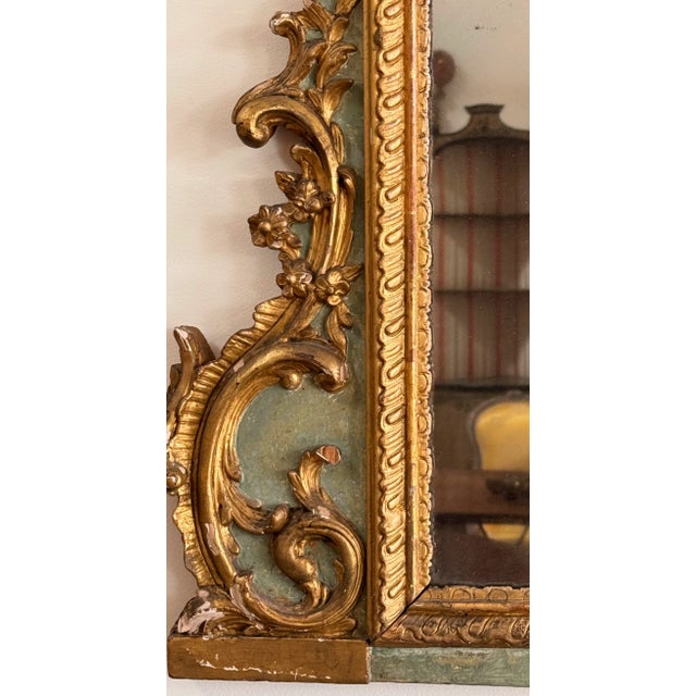 Gold Large 19th Century French Green-Painted and Giltwood Mirror For Sale - Image 8 of 8