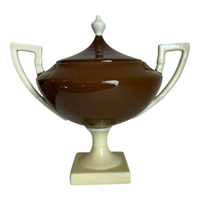 Vintage Neoclassical Style Porcelain Urn With With Lid and Handles by Global Views For Sale