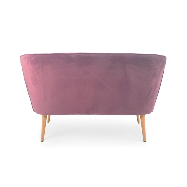 Harlow Mauve Velvet Channel Back Wingback Bench For Sale - Image 4 of 5