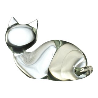 Mid Century Hand Blown Licio Zanetti Murano Cat Abstract Figurine Model For Sale