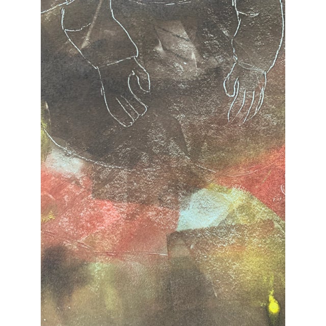 Mid 20th Century "Market in Taluca" Modern Abstract Figurative Monotype, Framed For Sale - Image 11 of 13