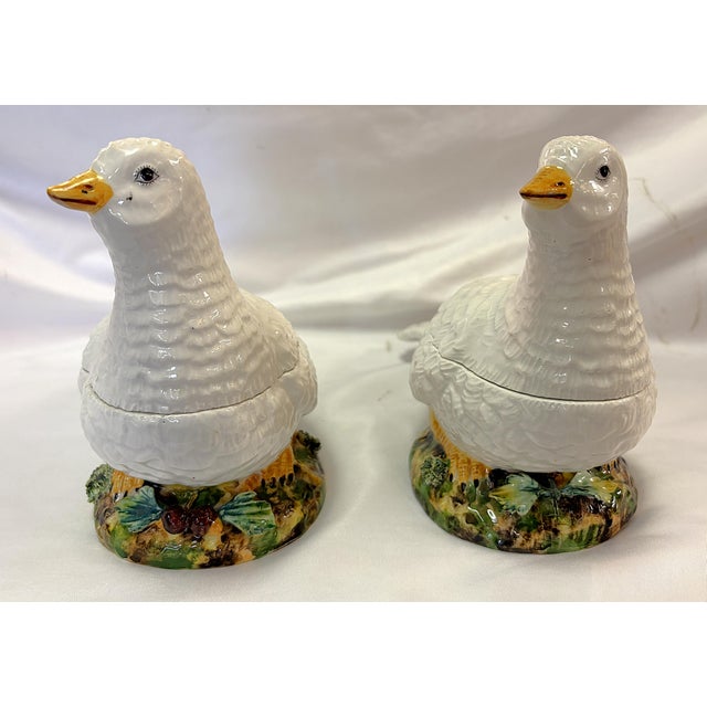 Traditional Vintage Italian Porcelain Turtle Dove Boxes- A Pair For Sale - Image 3 of 17