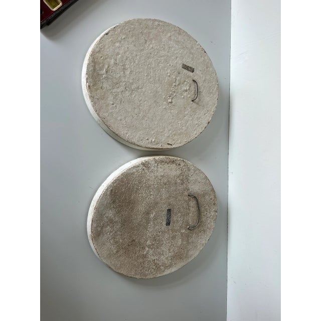 Vintage Hamzik Hand Painted Concrete Chalkware Wall Plaques - a Pair For Sale - Image 12 of 13