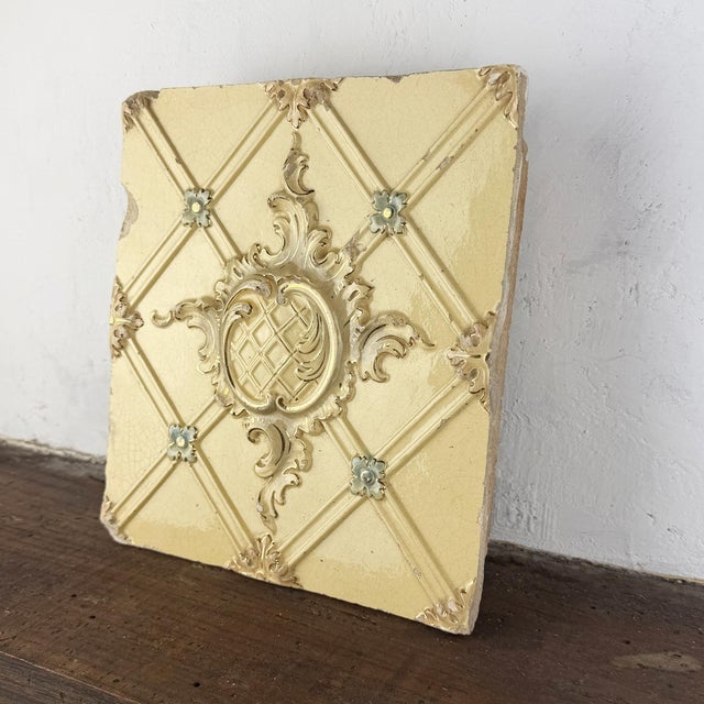 Rococo Antique Tile from Zelm & Boehm, 1890s For Sale - Image 3 of 12
