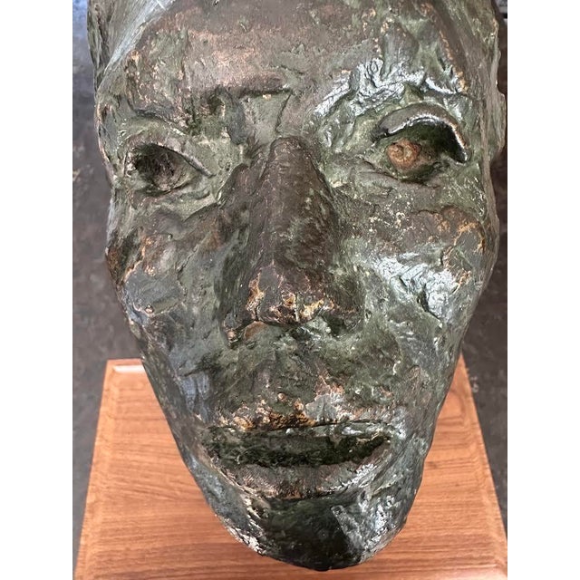 1960s Vintage Mid-Century Bronze Sculpture Head of a Man John Henry Waddell For Sale - Image 9 of 12