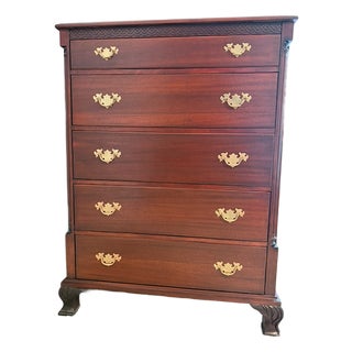 Antique Chippendale Solid Mahogany Highboy Dresser by Northern Furniture Co For Sale