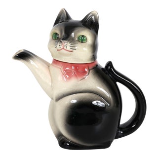 Vintage 1940's - 1950's Erphila German Ceramic Cat Teapot For Sale
