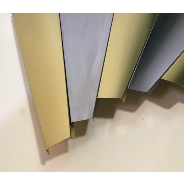 Brass Curtis Jere 'Outfold' Abstract Brass and Chrome Wall Sculpture, Signed Dated 1985 For Sale - Image 8 of 13