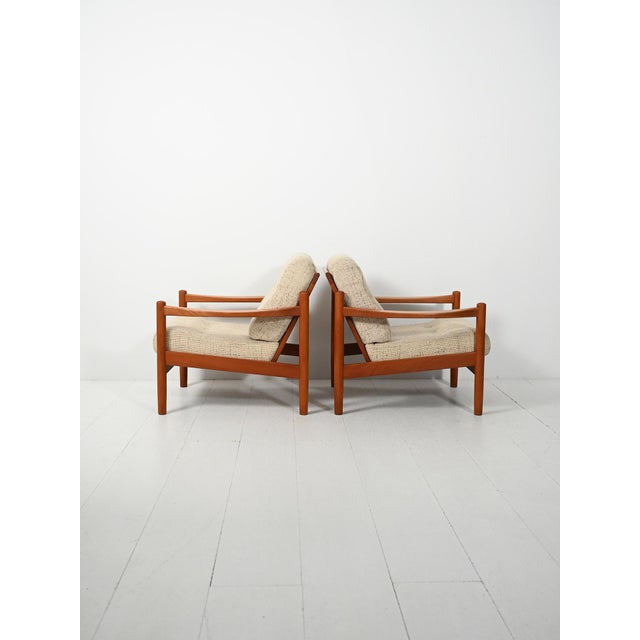 Danish Lounge Chairs with Beige Cushions, 1950s, Set of 2 For Sale - Image 12 of 12