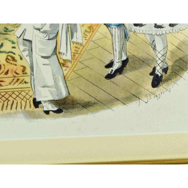 Gold Victorian Fashion Plate European Periodical Reproduction Print Framed For Sale - Image 8 of 11