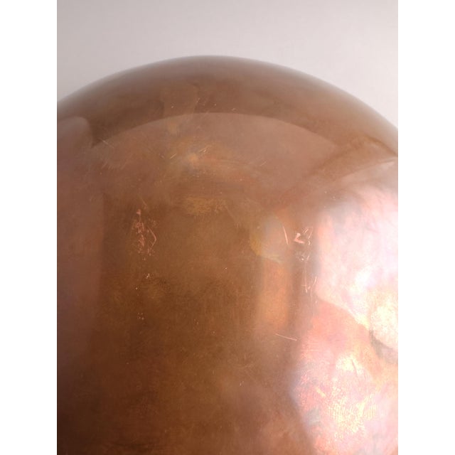 Late 20th Century Late 20th Century Signed Copper and Black Stingray Shagreen Vide Poche Bowl With Pearl For Sale - Image 5 of 8