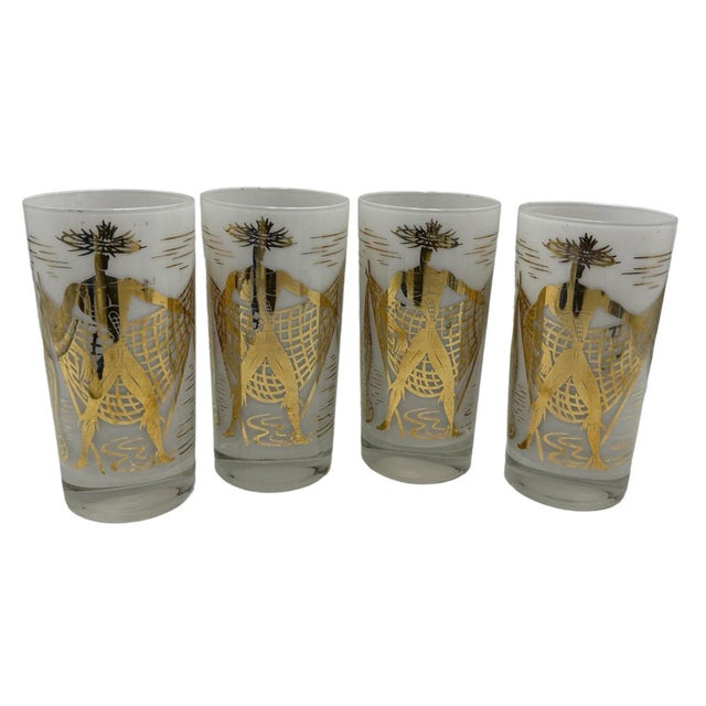 1950's Marc Bellaire Beachcomber Design Tumbler Glassware Highballs- Set of 4 For Sale - Image 4 of 8