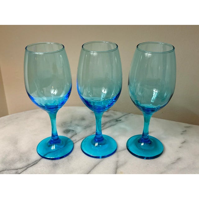 Libbey Aqua Blue / Turquoise Wine Glasses - Set of 8 For Sale In New York - Image 6 of 9