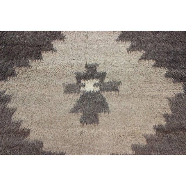 Angora Tulu vintage Turkish rug in Minimalist design and modern design with multi-layered medallion, rug , country of...