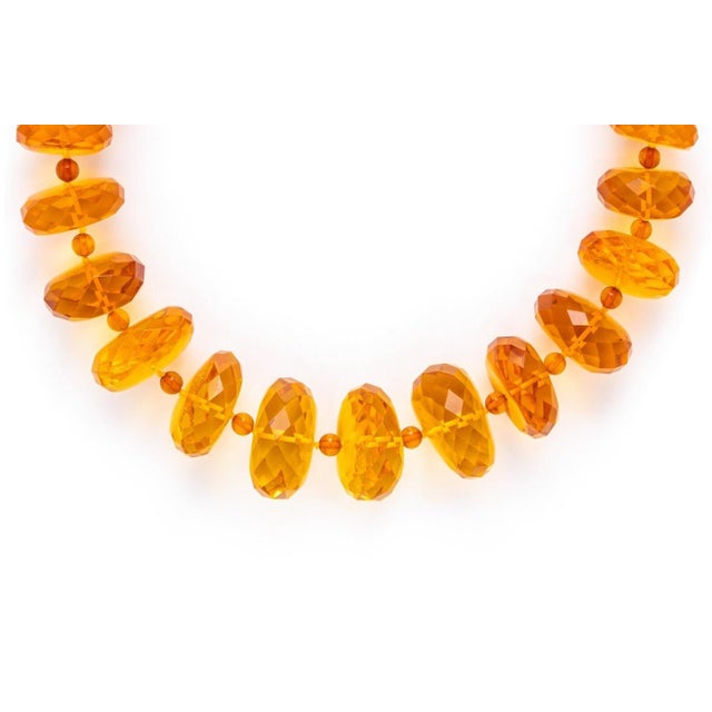 1980s Tiffany & Co., Paloma Picasso, 18k Yellow Gold and Amber Bead Necklace For Sale - Image 4 of 6