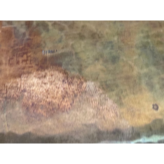 1950s Germany Footed Tray Hammered Brass Oval Hagenaure Style Secessinist For Sale - Image 5 of 5