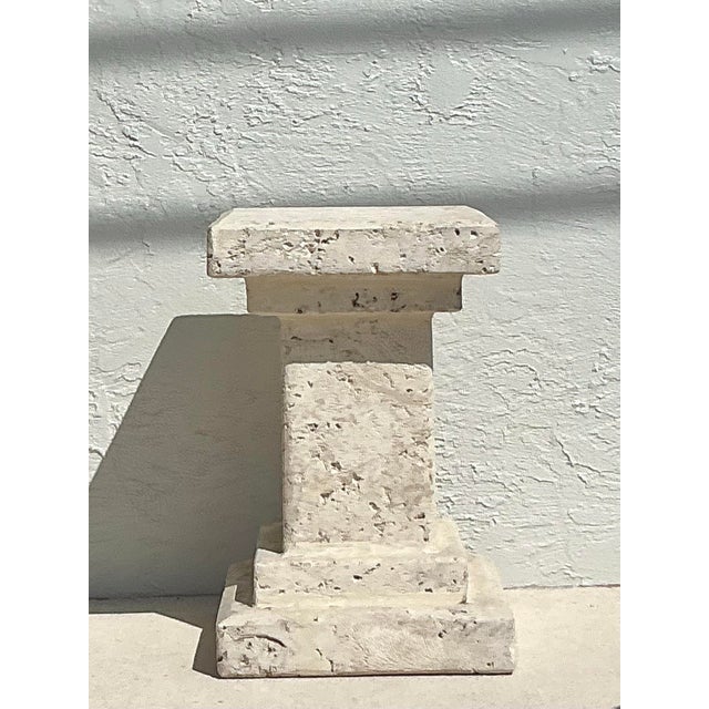 Vintage Boho Carved Coquina Pedestal For Sale In West Palm - Image 6 of 11
