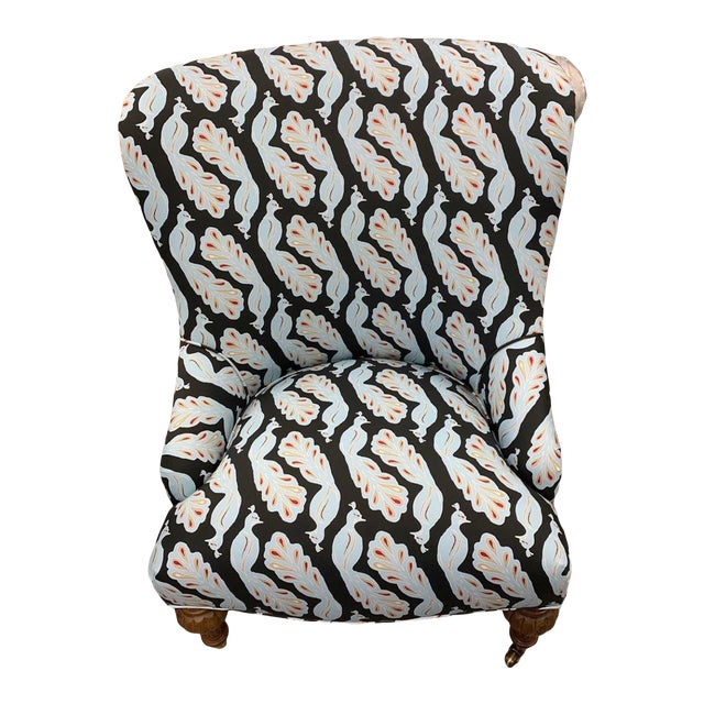 Upholstered Peacock Print Chair Chairish