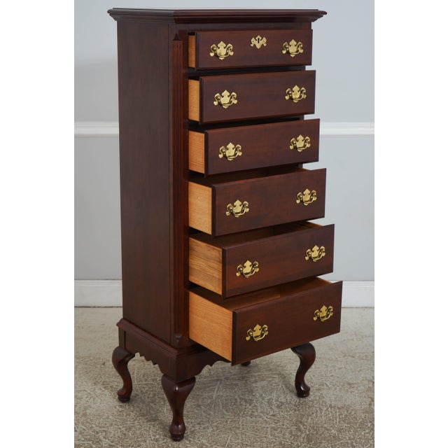 Queen Anne Colonial Mahogany 6 Drawer Lingerie High Chest For Sale - Image 3 of 15
