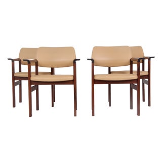 Danish Armchairs with Light Leather Upholstery from Sibast Furniture, 1960s, Set of 4 For Sale